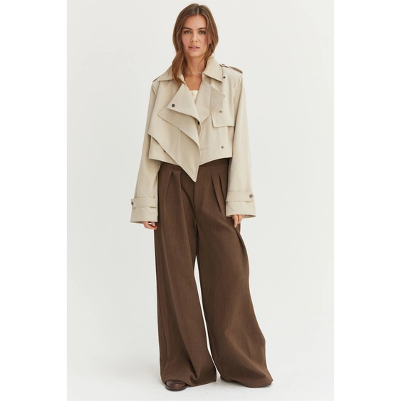 Cropped Double-Breasted Trench Ecru