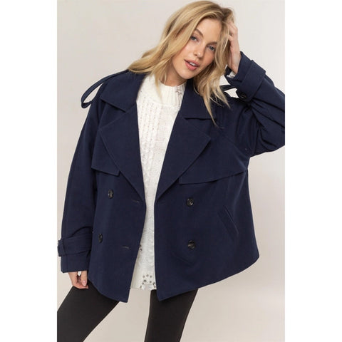 Double-Breasted Trench Coat Navy