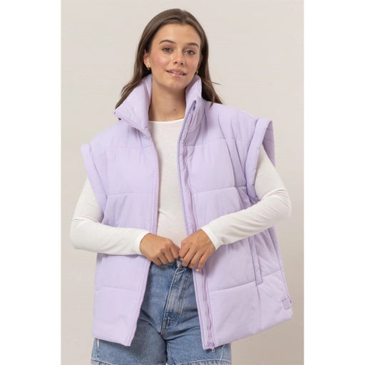 Oversized Puffer Vest Lavender