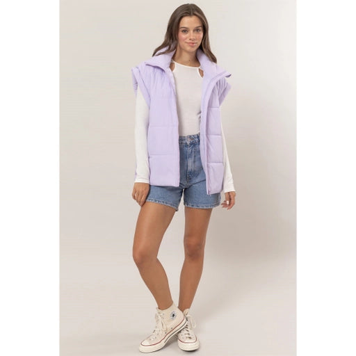 Oversized Puffer Vest Lavender