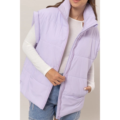 Oversized Puffer Vest Lavender