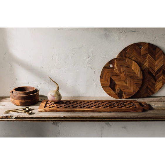 Chevron Acacia Serving Board 12 Inch