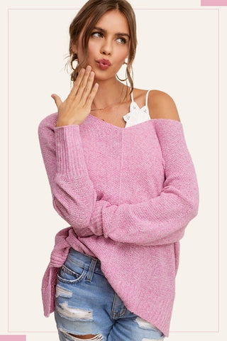 Isla Textured Sweater Pink