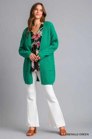 Stella Patchwork Open Cardigan Green