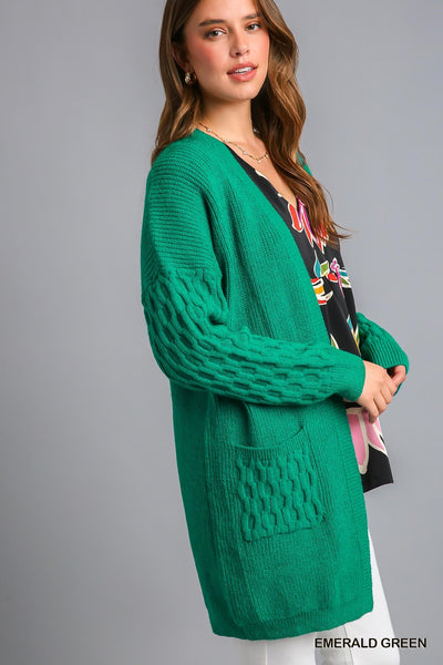 Stella Patchwork Open Cardigan Green