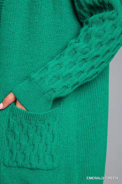 Stella Patchwork Open Cardigan Green