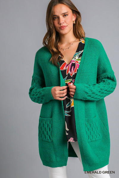 Stella Patchwork Open Cardigan Green