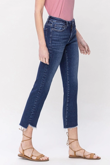 Lovervet Mid Rise Raw Step Crop Flare Jeans