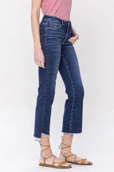 Lovervet Mid Rise Raw Step Crop Flare Jeans