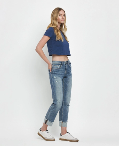 Lovervet High Rise Cuff Straight Jeans