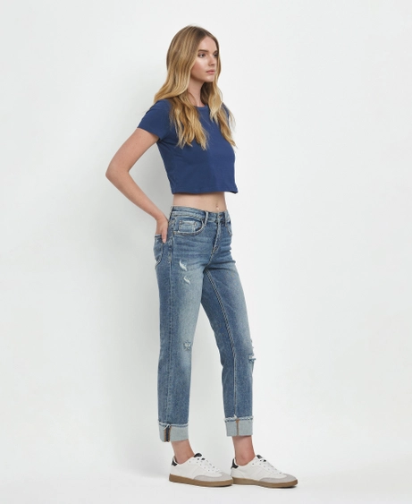 Lovervet High Rise Cuff Straight Jeans