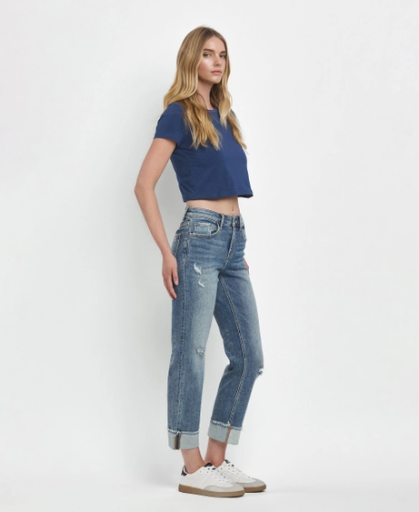 Lovervet High Rise Cuff Straight Jeans