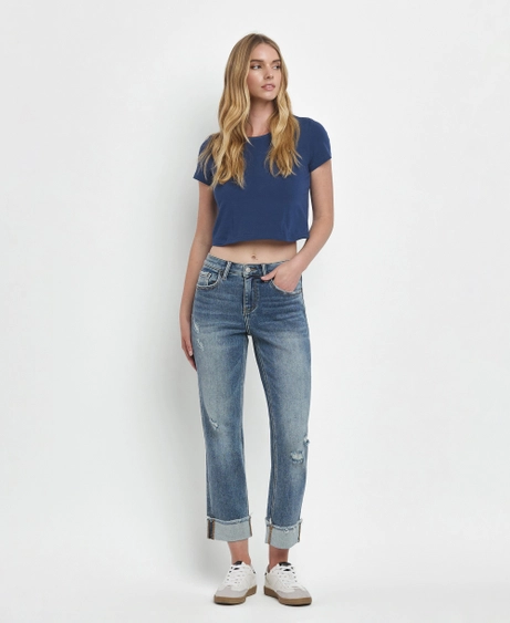 Lovervet High Rise Cuff Straight Jeans