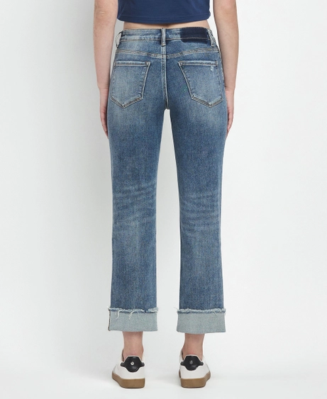 Lovervet High Rise Cuff Straight Jeans