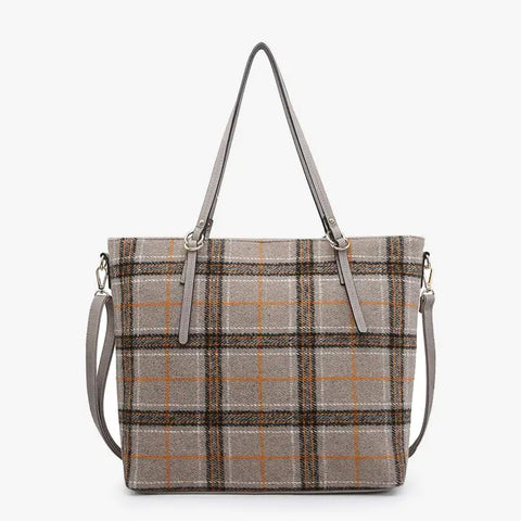 Plaid Ingrid Tote Khaki