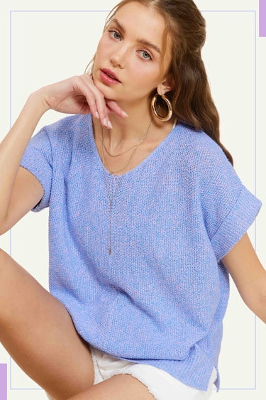 Elena Textured Sweater Periwinkle