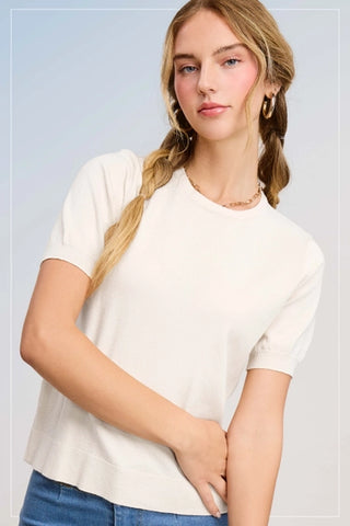 Cora Puffy Short Sleeve Top Milk