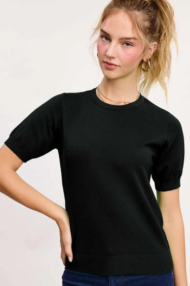 Cora Puffy Short Sleeve Top Onyx