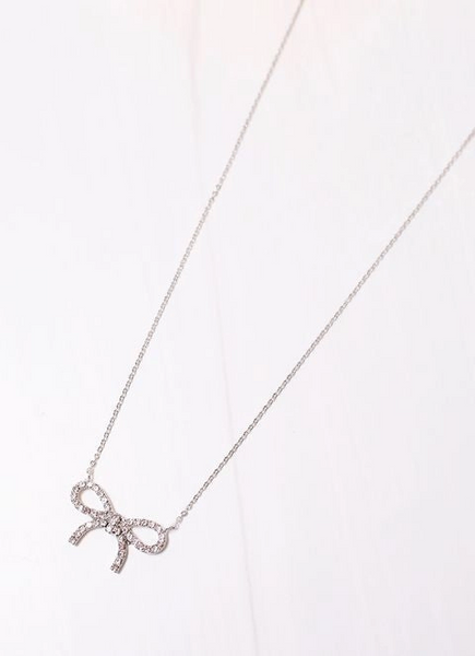 Bertha Cz Bow Necklace Silver