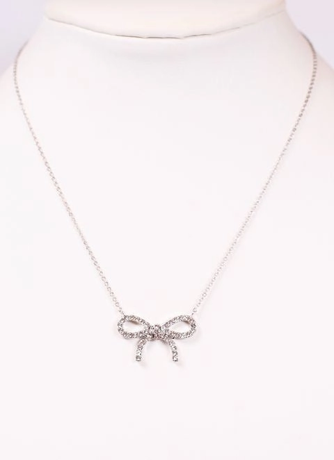 Bertha Cz Bow Necklace Silver