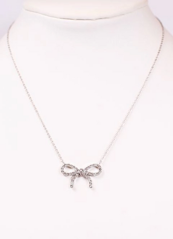 Bertha Cz Bow Necklace Silver