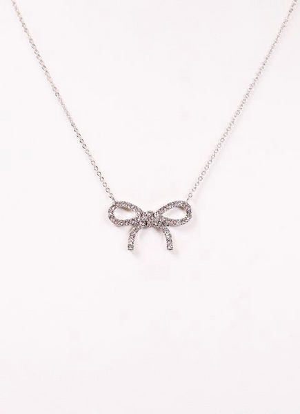 Bertha Cz Bow Necklace Silver