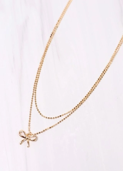 Lewis Layered Bow Necklace Gold