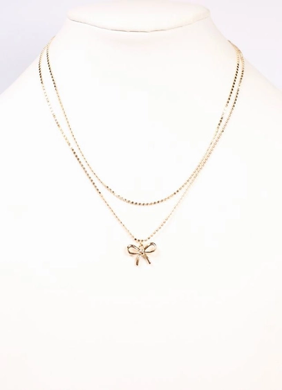 Lewis Layered Bow Necklace Gold