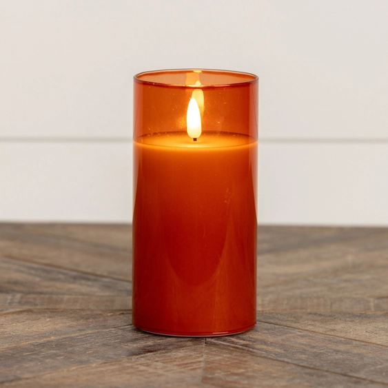 Sienna Glass Flameless Candle 6"