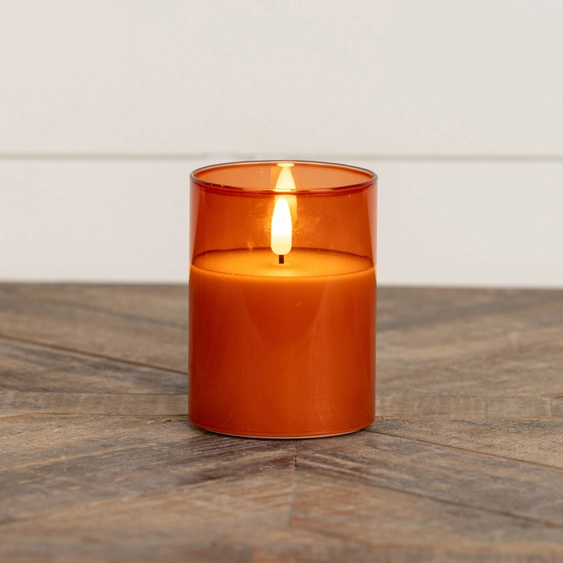 Sienna Glass Flameless Candle 4"