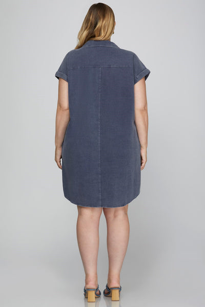 Jayne Shirt Dress Denim Blue