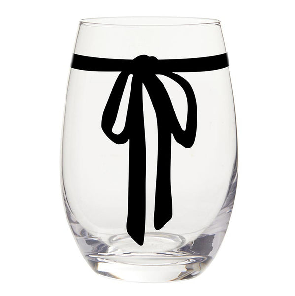 Black Bow Stemless Wine Glass