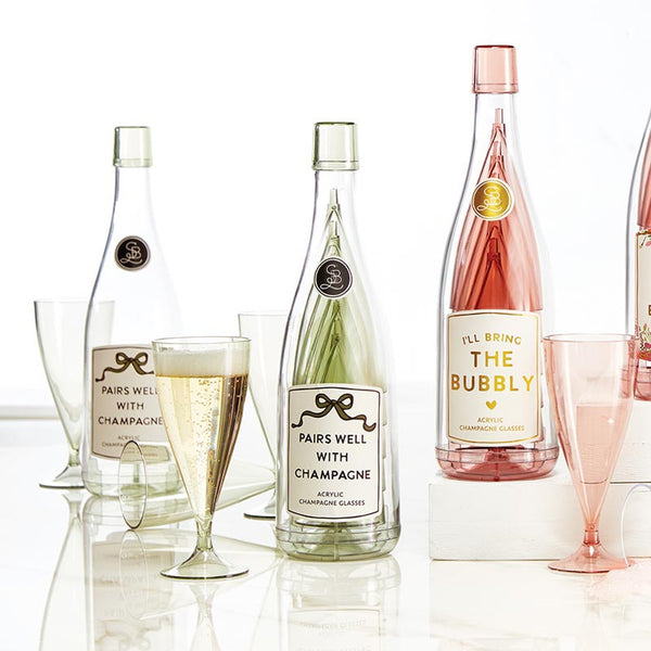 Acrylic Champagne Bottle + Glasses