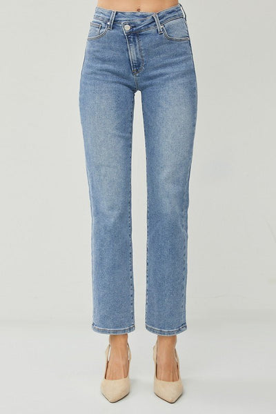 Risen High Rise Crossover Straight Jeans