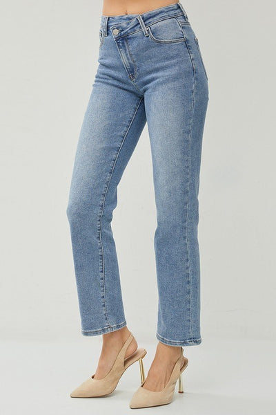 Risen High Rise Crossover Straight Jeans