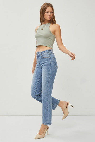 Risen High Rise Crossover Straight Jeans