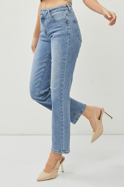 Risen High Rise Crossover Straight Jeans