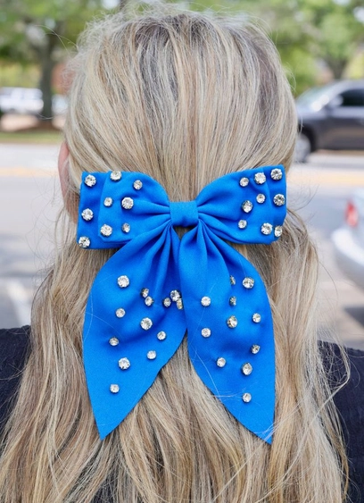 Brett Cz Hair Bow Blue