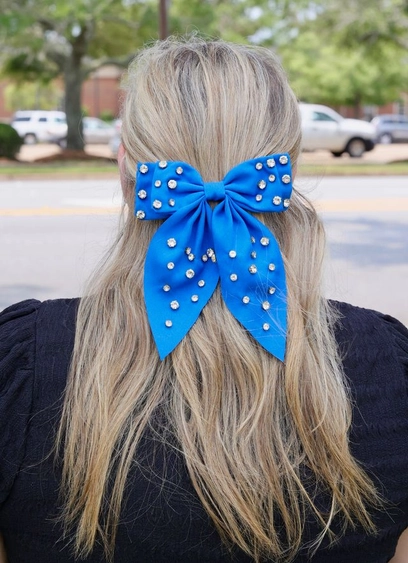 Brett Cz Hair Bow Blue