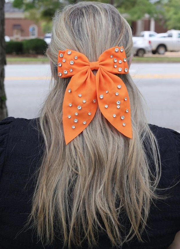 Brett Cz Hair Bow Orange