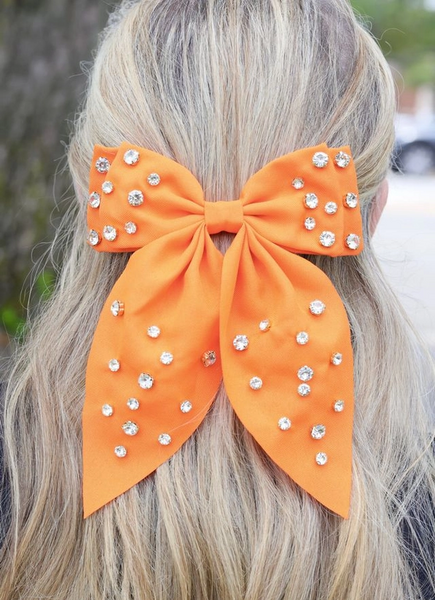 Brett Cz Hair Bow Orange