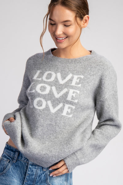 Love Printed Sweater Gray