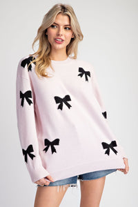 Bow Pattern Sweater Blush