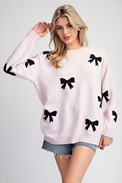 Bow Pattern Sweater Blush