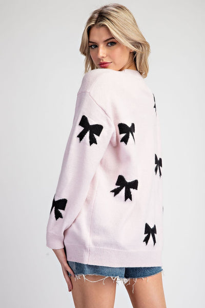 Bow Pattern Sweater Blush