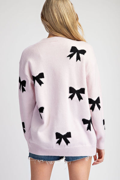 Bow Pattern Sweater Blush