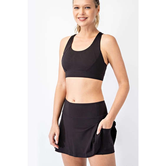 Back Pleat Skort Black