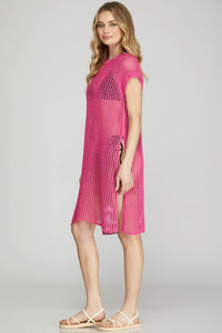 Felicia Fishnet Cover Up Pink