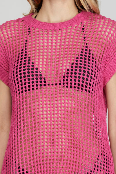 Felicia Fishnet Cover Up Pink