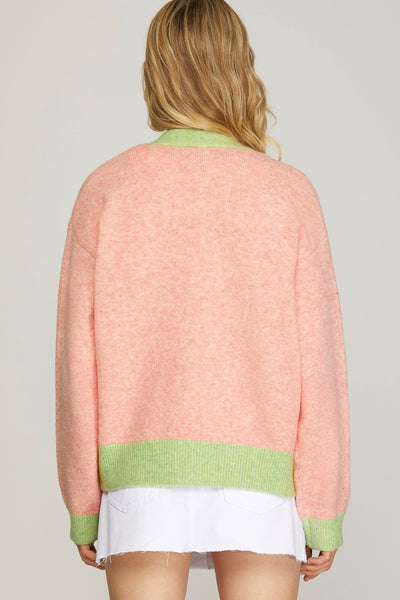 Sabrina V Neck Cardigan PInk